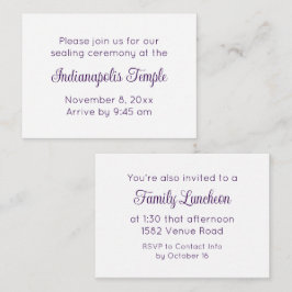 Lila Script Temple Sealing & Meal Einladung