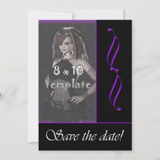 Lila Scroll Foto Goth Sweet 16 Save the Date (Vorderseite)