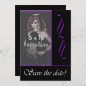 Lila Scroll Foto Goth Sweet 16 Save the Date (Vorne/Hinten)