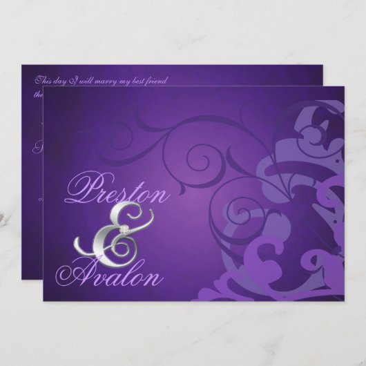 Lila Scroll Lila Swirl Einladung (Vorne/Hinten)