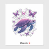 Lila - Sea Turtle Butterfly T - Shirt Aufkleber (Blatt)