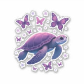 Lila - Sea Turtle Butterfly T - Shirt Aufkleber (Vorderseite)