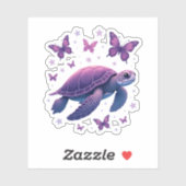 Lila - Sea Turtle Butterfly T - Shirt Aufkleber (Blatt)