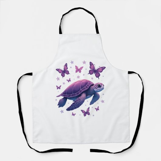 Lila - Sea Turtle Butterfly T - Shirt Schürze (Vorderseite)