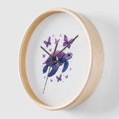 Lila - Sea Turtle Butterfly T - Shirt Uhr (Winkel)