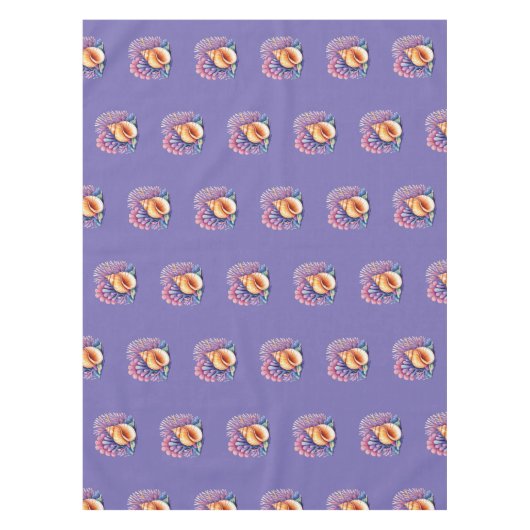 Lila Seashell Beach Party Tischdecke (Vorderseite)