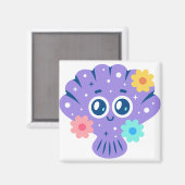 Lila Seashell Magnet (Vorderseite/Rückseite)