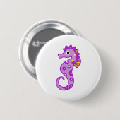 Lila Seepferd Button (Vorne & Hinten)