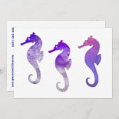 Lila Seepferd Einladung (Vorne/Hinten)
