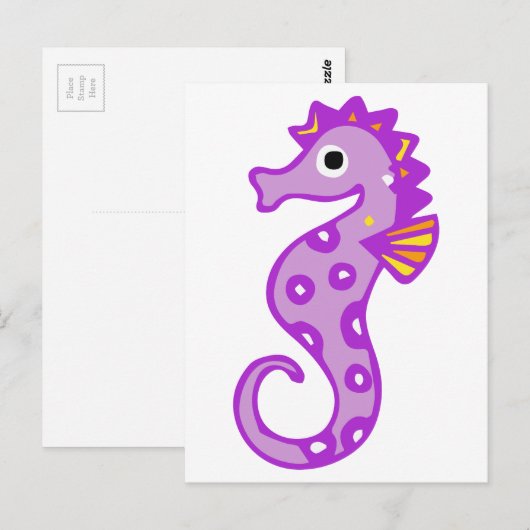 Lila Seepferd Postkarte (Vorne/Hinten)