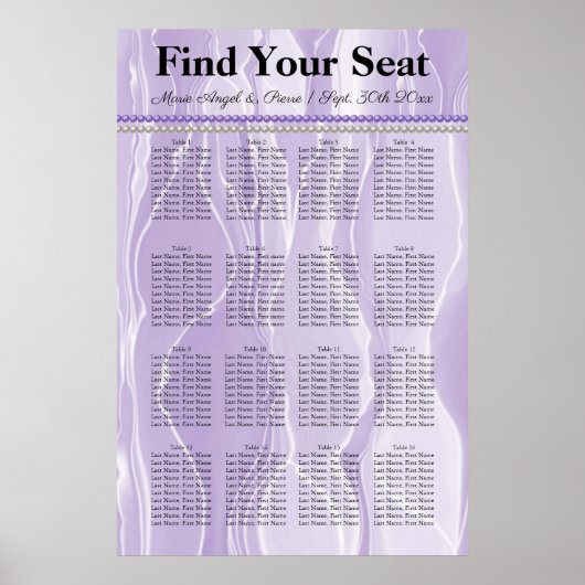 Lila Seide mit Lila Perlen Sitzkarte Poster (Vorne)