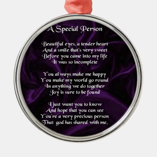 Lila Seide - spezielles Personengedicht Ornament Aus Metall (Vorne)