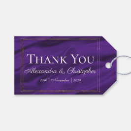 Lila Seide- und Goldhochzeit Geschenkanhänger