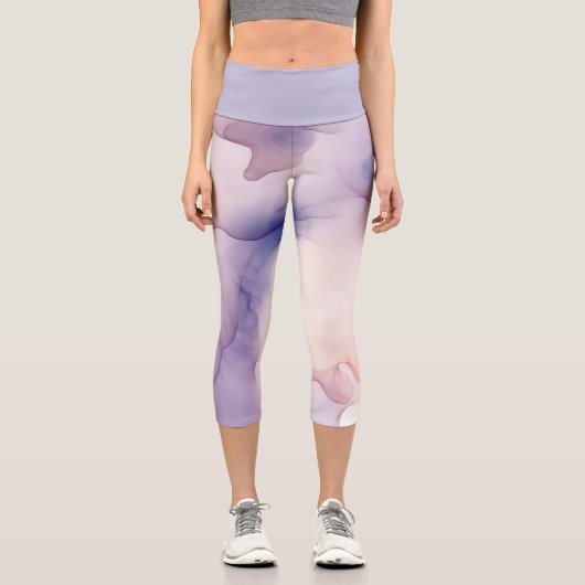 lila Seideneffekt Capri Leggings (Vorderseite)