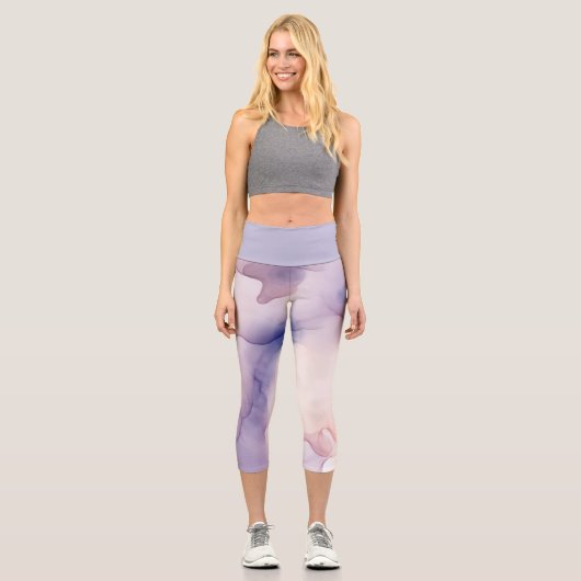 lila Seideneffekt Capri Leggings (Vorderseite)
