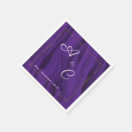 Lila Seidenhochzeit Mit Monogramm Serviette (Ecke)