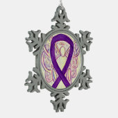 Lila Sensibilisierungsband Engel Maßgeschneiderte Schneeflocken Zinn-Ornament (Links)