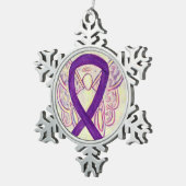 Lila Sensibilisierungsband Engel Maßgeschneiderte Schneeflocken Zinn-Ornament (Rechts)