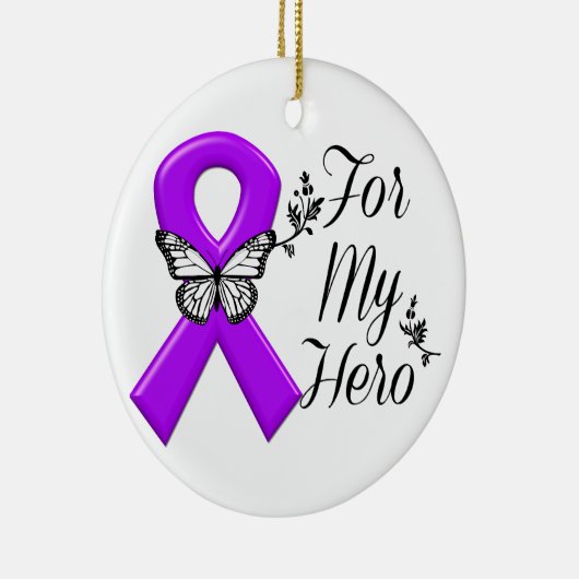 Lila Sensibilisierungskampagne für meinen Helden Keramikornament (Rechts)