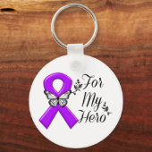 Lila Sensibilisierungskampagne für meinen Helden Schlüsselanhänger (Vorderseite)