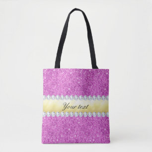 Lila Sequenzen Gold Found Diamanten Tasche
