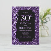 Lila Sequins 30. Geburtstags-Party Einladung (Stehend Vorderseite)