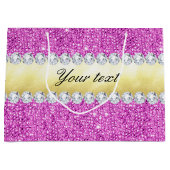 Lila Sequins-Goldfolie Bling Diamanten Große Geschenktüte (Vorderseite)