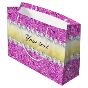 Lila Sequins-Goldfolie Bling Diamanten Große Geschenktüte
