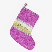 Lila Sequins-Goldfolie und -diamanten Kleiner Weihnachtsstrumpf (Vorderansicht (hängend))