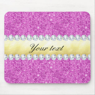 Lila Sequins-Goldfolie und -diamanten Mousepad