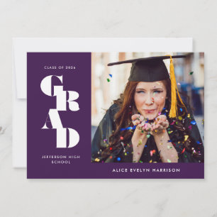 Lila Serif Single Foto Abschluss Ankündigung