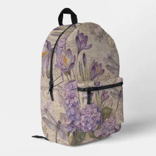 Lila Shabby Chic Hortensien Bedruckter Rucksack