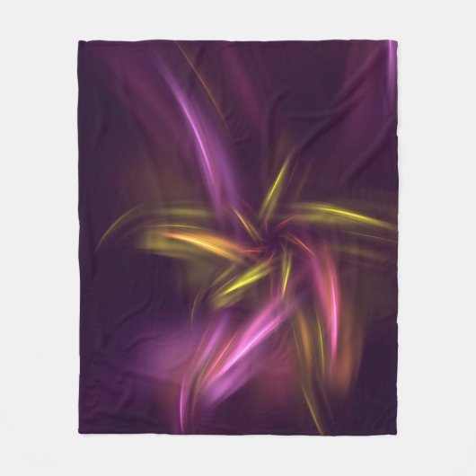 Lila Shades Abstrakt Blume Fantasie Fleecedecke (Vorderseite)