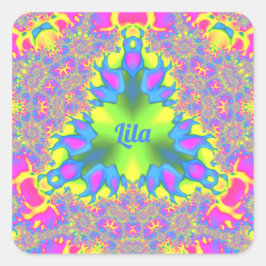 LILA ~ Shades Yellow, Green, Pink, Blue ~ Quadratischer Aufkleber