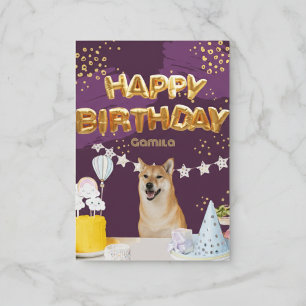 Lila Shiba Inu Hund Geburtstags-Grußkarte Karte