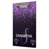 Lila Shimmer-Glitzer und Karo-Monogramm Klemmbrett (Links)