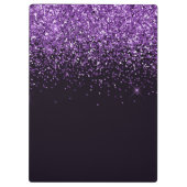 Lila Shimmer-Glitzer und Karo-Monogramm Klemmbrett (Rückseite)