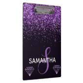 Lila Shimmer-Glitzer und Karo-Monogramm Klemmbrett (Rechts)
