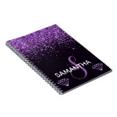 Lila Shimmer-Glitzer und Karo-Monogramm Notizblock (Rechte Seite)