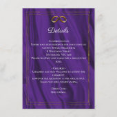 Lila Shimmer & Gold Rings Hochzeitsdetails Begleitkarte (Vorderseite)