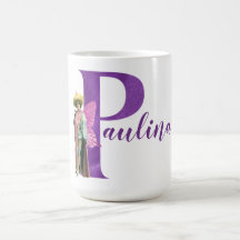 Lila Shimmer Illustrierter Buchstabe P