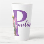 Lila Shimmer Illustrierter Buchstabe P Milchtasse (Vorderseite)