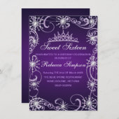 Lila Shimmer Snowflake Geburtstag einladen Einladung (Vorne/Hinten)