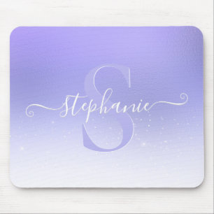 Lila Shimmer-Sparkeil-Glitzer-Monogram-Maus-Pad Mousepad