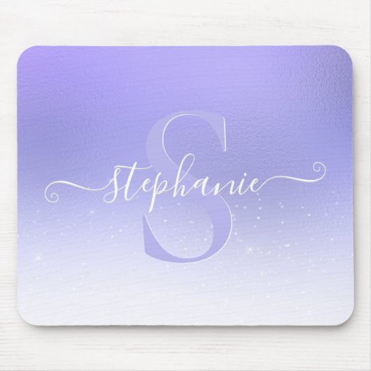 Lila Shimmer-Sparkeil-Glitzer-Monogram-Maus-Pad Mousepad (Vorne)