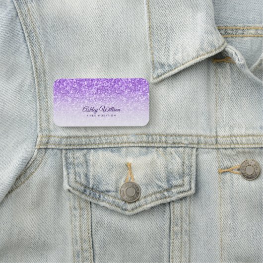 Lila Shiny Glitzer Namensschild (Beispiel)