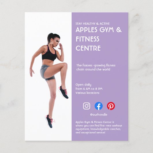lila Sidebar Foto Fitnessstudio Personal Trainer F Flyer (Vorne)