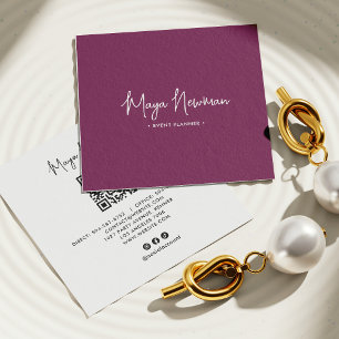 LILA SIGNATUR Moderner CHIC Minimaler QR-Code Quadratische Visitenkarte