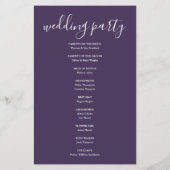 Lila Signature Script-Hochzeitsprogramm (Rückseite)