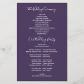 Lila Signature Script-Hochzeitsprogramm (Rückseite)